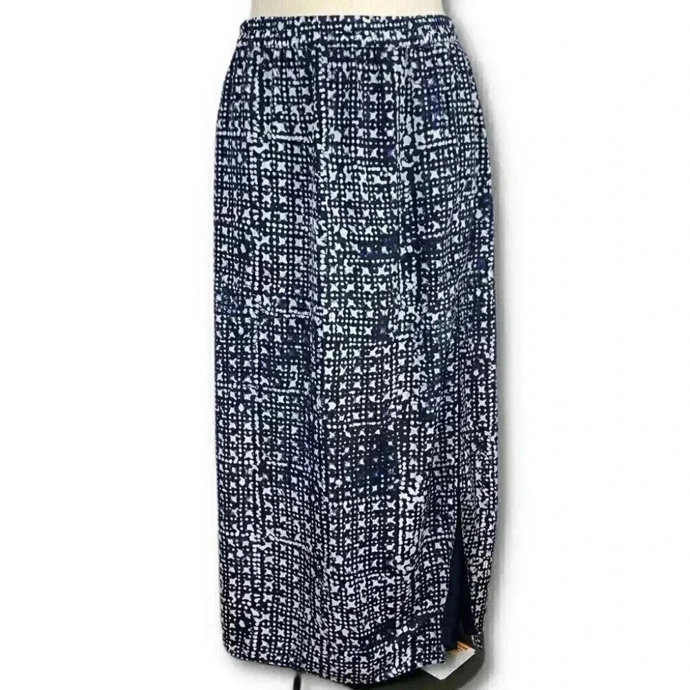Michael Michael Kors womens skirt size XL blue white artsy splatter maxi career